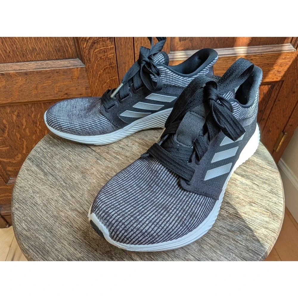 Adidas Edge Lux Bounce Black Gray Striped Running Shoes Sneakers Womens Size 6
